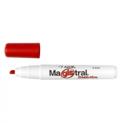 Marcador Magistral Clásico punta cincel  Tinta base cetona de alta intensidad, punta cincel 6 mm, barril plástico, tapa anti asfixia, excelente calidad de borrado en superficies no porosas como: porcelana, melamina, vidrio, no toxico, rendimiento de 350 m.                                         6 mm color rojo blíster                  - 301.831RO