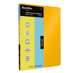 Cubierta plástica rayada naranja Barrili Textura rayada de 12 puntos de espesor, tamaño carta, puntas redondeadas, color sólido                                                                                                                                                                          to con 40 piezas                         - CNA8790