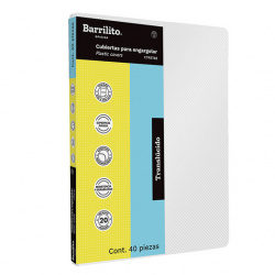 Cubierta plástica rayada traslúcida Barr Textura rayada de 12 puntos de espesor, tamaño carta, puntas redondeadas, color sólido                                                                                                                                                                          ilito con 40 piezas                      - CTR8788