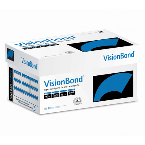 Papel vision bond carta blancura 97% 75g Medidas: 21.6x27.9 cm. paquete con 100 hojas papel inteligente de alto desempeño con tecnologia colorlok. compatible con equipos de alta velocidad.                                                                                                             r                                        - COPAMEX VISION BOND