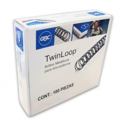 Arillo de metal GBC Twin Loop negro 7/16 Caja con 100 piezas piezas, elaborado con material de alta resistencia                                                                                                                                                                                          paso 3:1 capacidad 76-95 hojas           - M500144