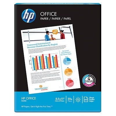 Papel hp office paper carta blancura 92% Caja con 10 resmas de 500 hojas c/u. (ge brightness) brillantez 140 (cie withness), tecnologia colorlok - HPC8511