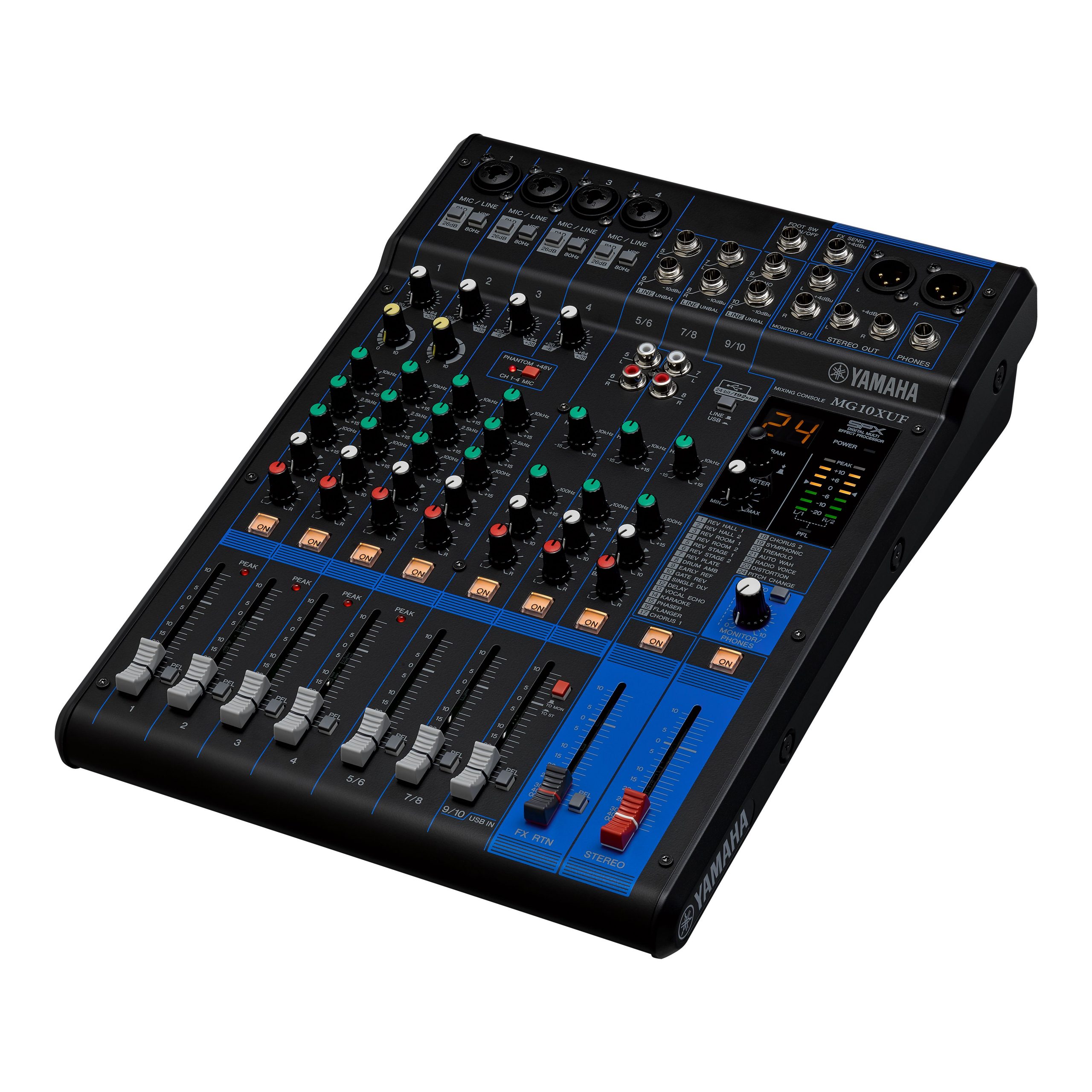 Mezcladora de Audio | 10 Canales | Faders | 4 Entradas de Micrófono/Línea | 3 entradas Estéreo | Efectos | USB <br>  <strong>Código SAT:</strong> 52161541 - YAMAHA