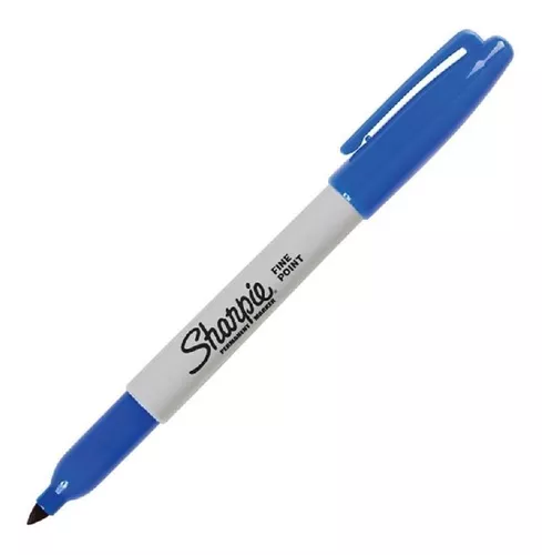 Marcador permanente Sharpie fino azul ca Marcador permamente, tinta base solvente resistente al agua, pinta en superficies como vidrio, cartón, papel, madera, etc, grosor del trazo 0.9 mm                                                                                                              ja con 12 piezas                         - 1812764