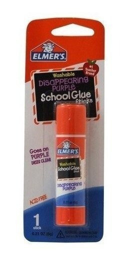 Lápiz adhesivo Elmers School Glue 6gr mo Pegamento elemers en barra School Glue de 6 gramos se aplica en color morado y seca en 40 segundos transparente, pega en carton, papel, fomy, es lavable, libre de oxidos, no toxico, lider en estados unidos                                                   rado secado rápido transparente 1 pieza  - ELMERS