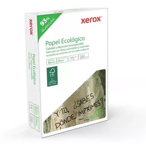 PAPEL XEROX ECOLOGICO OFICIO BLANCURA 92 PAQ C/500 HOJAS  - MATOFICINA