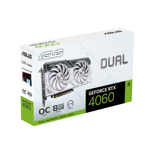 TARJETA DE VIDEO ASUS DUAL-RTX4060-O8G-WHITEDDR6128BITPCI-E 40HDMI 213DP14ADUAL FAN - ASUS