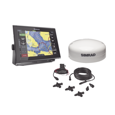 Kit de pantalla multifuncional GO12 con kit NMEA2000 y antena GS25 <br>  <strong>Código SAT:</strong> 43211900 <img src='https://ftp3.syscom.mx/usuarios/fotos/logotipos/simrad.png' width='20%'>  - GO12-GPSKIT