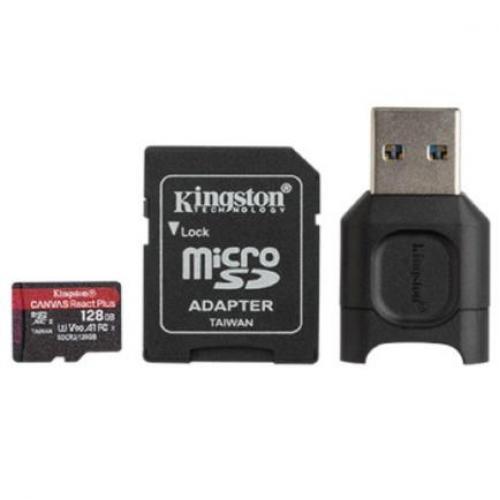 Tarjeta Kingston MicroSD Canvas React Plus 128GB micSDXC React+ SDCR2 285R UHS-II w/ADP+MLPM Reader - MLPMR2/128GB