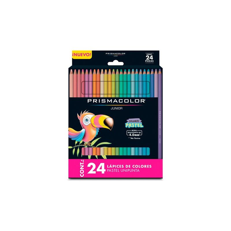 Colores Prismacolor junior con 24 piezas Contiene  24 colores  unipunta prismacolor junior, tonos pastel,  nueva presentacion, mina resistente de 4.0mm, color no toxico, gran selecion de colores para inspirar jovenes artistas.                                                                       colores pastel                           - PRISMACOLOR