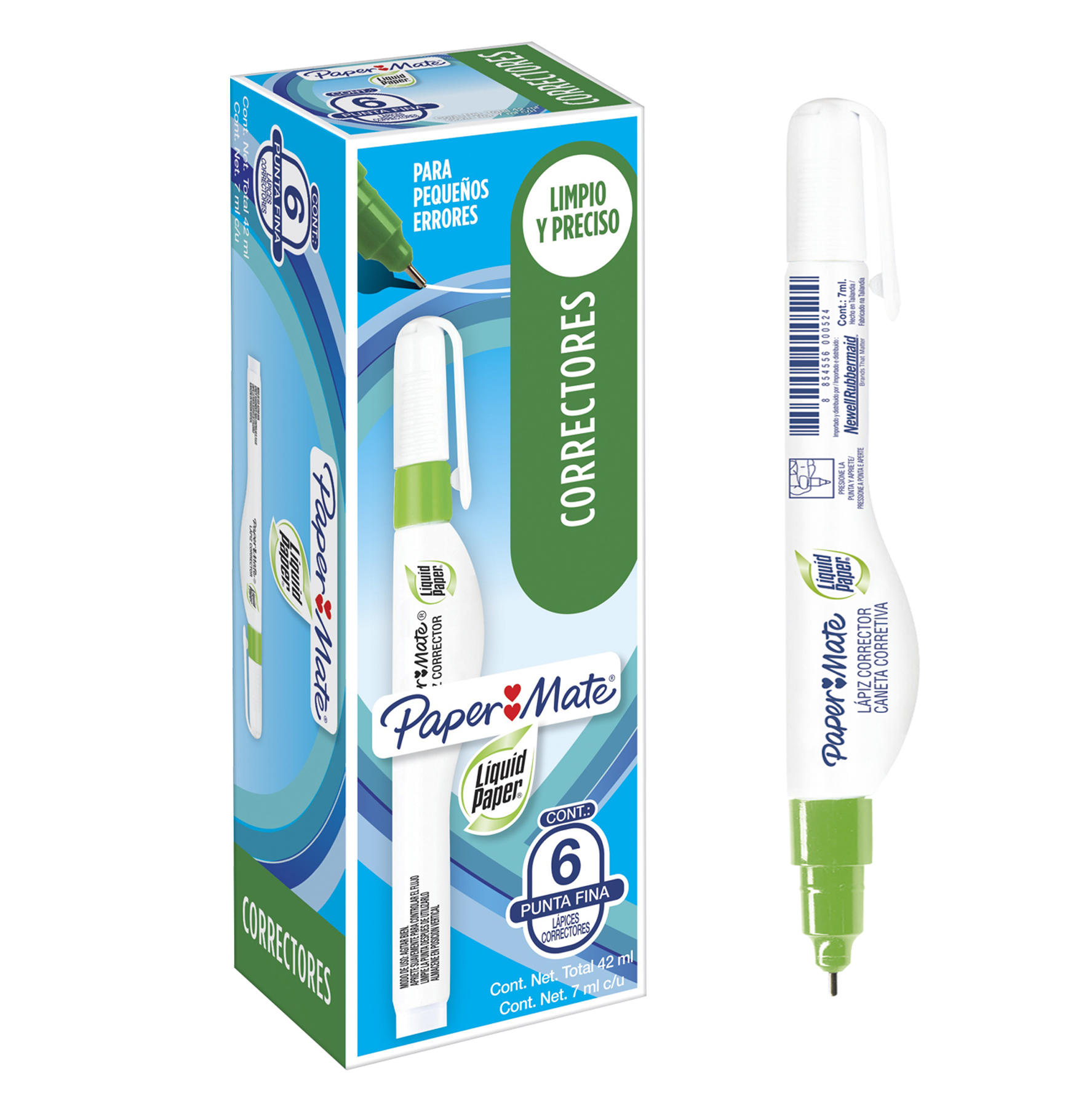 Corrector en pluma Liquid Paper correcto Corrector liquid  paper tipo pluma c/7ml, con cuerpo plastico, cubre todo tipo de pluma, perfectamente blanca, punta de metal, la primera en el mercado y llamada pluma correctora panzona, base solvente                                                       r en pluma con 7ml  1 pieza              - LAS1321566