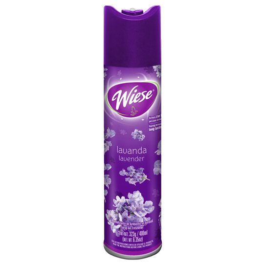 Aerosol Wiese aroma lavanda 400 ml       Aromatizante aroma a lavanda de 400 ml / 323 gr. ideal para la oficina, hogar u otro lugar, su práctica valvula permite precisos toques de aerosol para refrescar el ambiente. fórmula con fijador para que aromatice mas                                       .                                        - NAEHO10