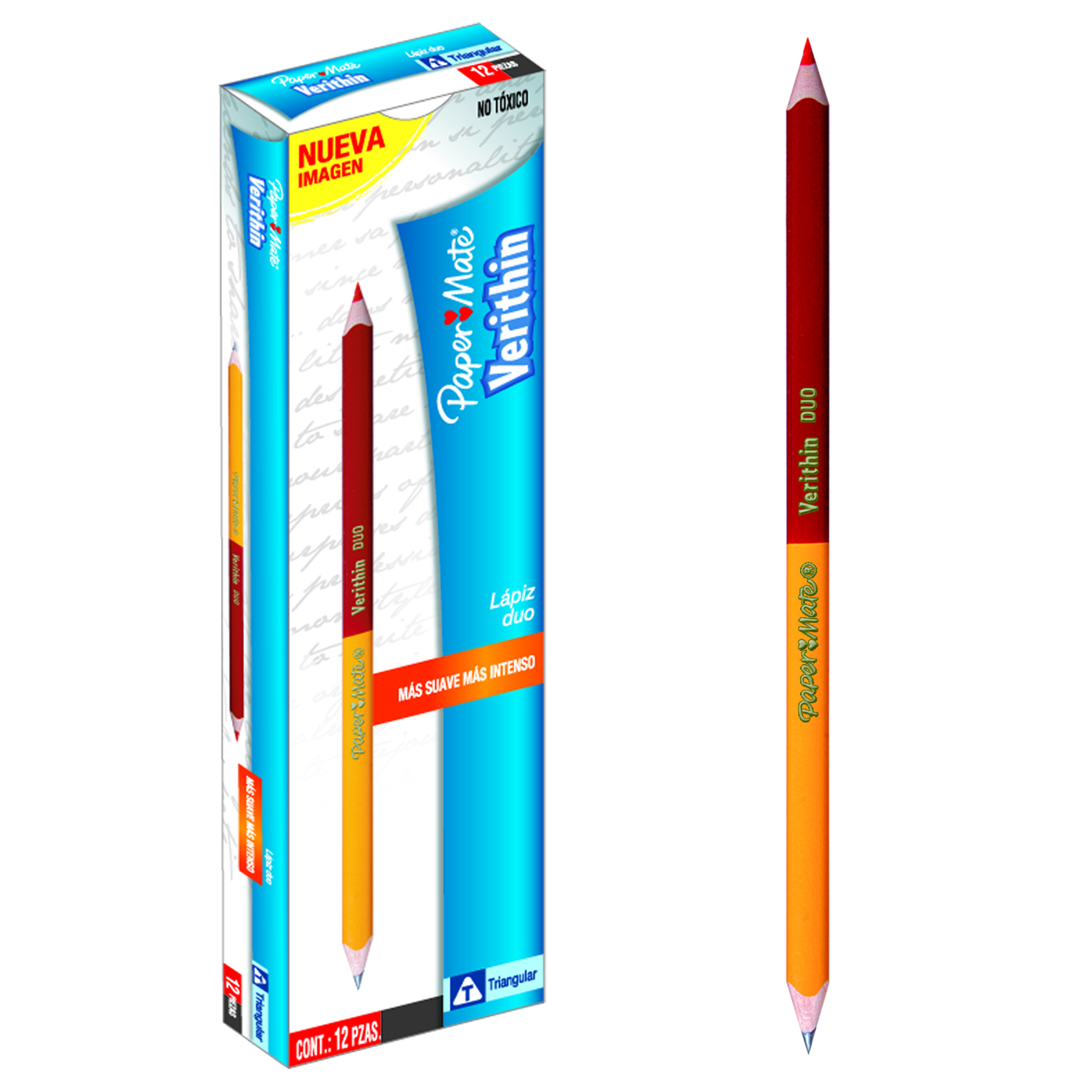 LM-Lápiz bicolor grafito-rojo duo triang Lápiz bicolor duo (grafito-rojo) paper mate cuerpo de madera y de forma triangular escritura suave e intensa. - M10400112026