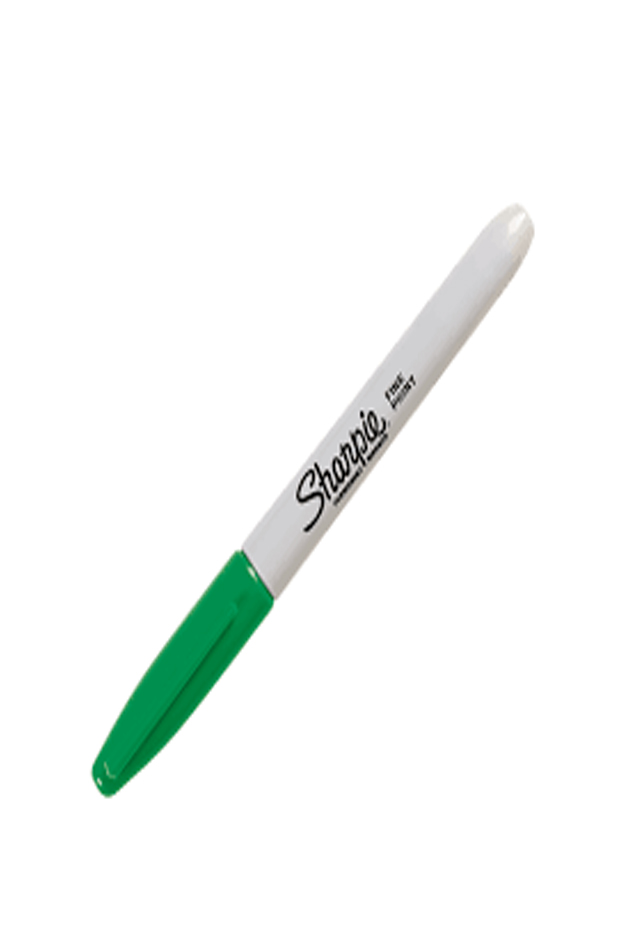 Marcador permanente Sharpie fino verde   Marcador permamente, tinta base solvente resistente al agua, pinta en superficies como vidrio, cartón, papel, madera, etc, grosor del trazo 0.9 mm                                                                                                              caja con 12 piezas                       - BEROL