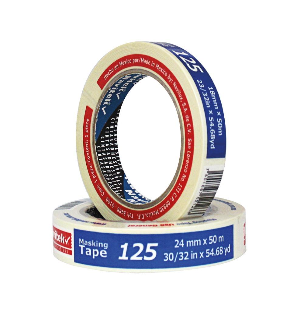 MASKING TAPE MOD 125 Cinta Adhesiva USO GENERAL EMPAQUE AZUL 36X50 mm 81253605000 PZAS/ CAJA 32 Piezas por caja - NAVITEK