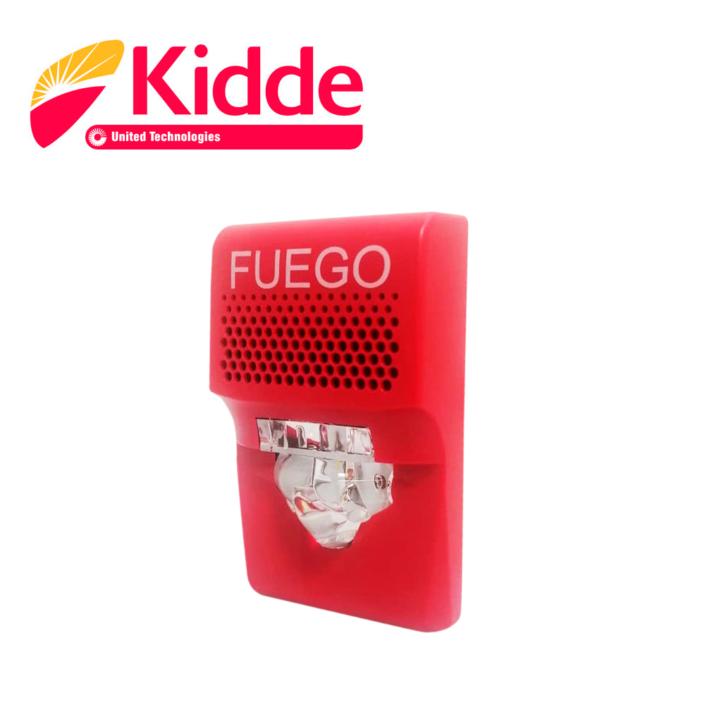 SIRENA CON ESTROBO LED KIDDE G1AVRF-SP DE 24 VDC 55 mA PARA PARED ROJO COMPATIBLE CON LOS PANELES VS1 Y VS4 (TRABAJA CON PANELES DE TERCEROS A 24VDC). <br><br>DE LINEA, Código SAT 46171606 - G1AVRF-SP