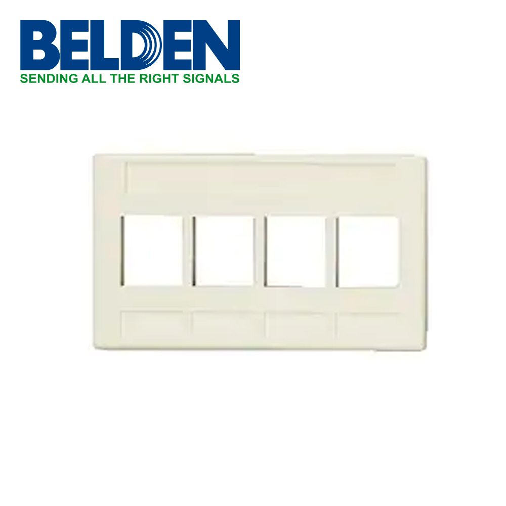 ADAPTADOR MODULAR KEYCONNECT BELDEN AX103926 4 PUERTOS COLOR ALMENDRA COMPATIBLE CON JACKS CAT6A CAT6 CAT5E FIBRA Y COAXIAL COLOR BLANCO USO INTERIOR MATERIAL PLÁSTICO UL94V . <br><br>SOBRE PEDIDO 45 días, Código SAT 43223301 - BELDEN