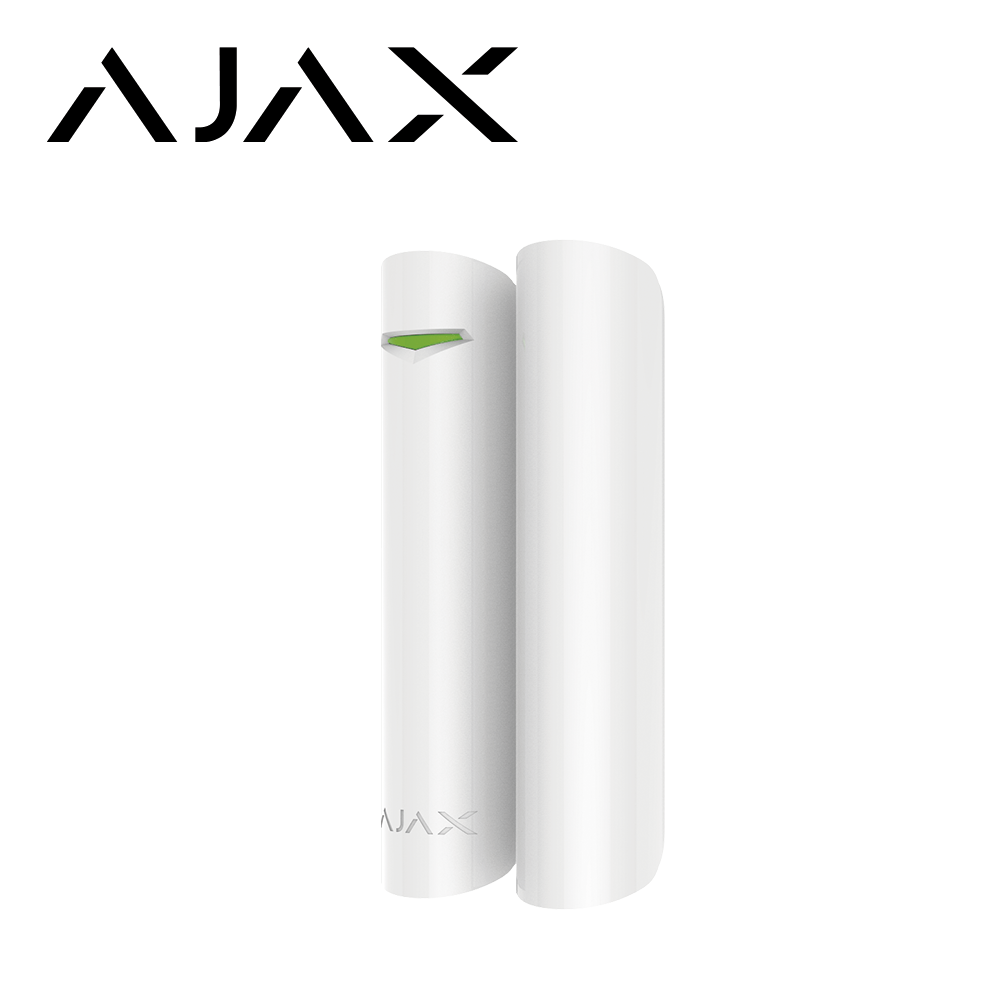 CONTACTO MAGNETICO AJAX DOORPROTECT INTERIOR PARA PUERTAS Y VENTANAS, SOPORTA 1 ENTRADA CABLEADA DE ALARMA TECNOLOGIA JEWELLER 2KMS ALCANCE INALAMBRICO COLOR BLANCO. <br><br>DE LINEA, Código SAT  - AJAX