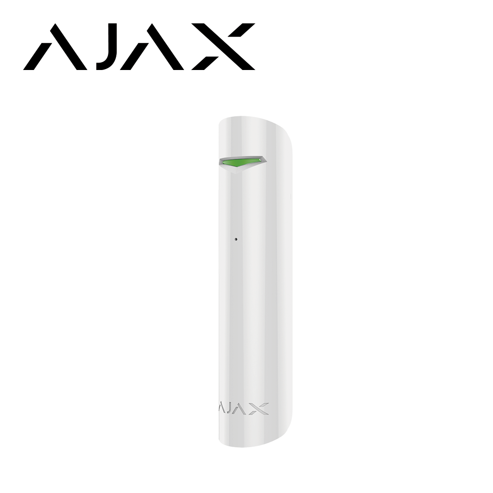 DETECTOR DE ROTURA DE CRISTAL AJAX GLASSPROTECT TECNOLOGIA JEWELLER 2KMS ALCANCE INALAMBRICO COLOR BLANCO. <br><br>DE LINEA, Código SAT  - GLASSPROTECT