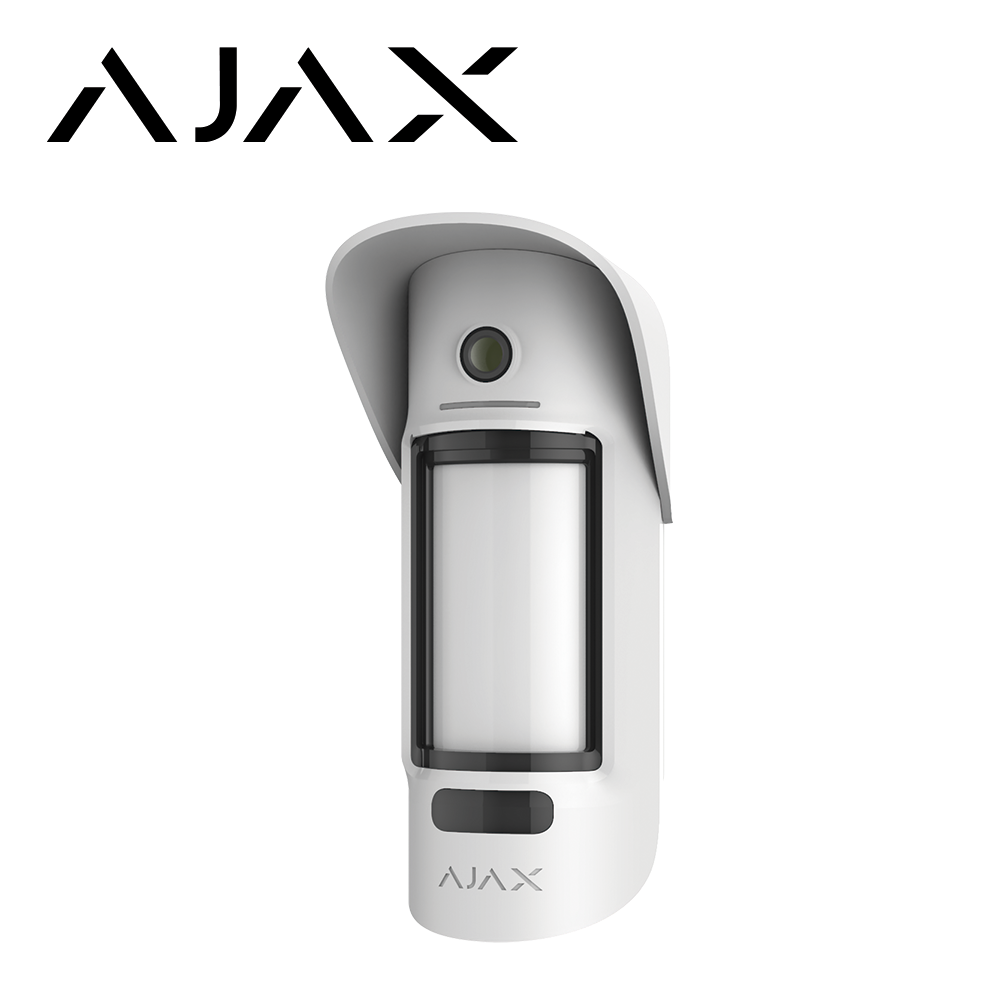 PIRCAM DETECTOR DE MOVIMIENTO PARA VIDEOVERIFICACION AJAX MOTIONCAMERAOUTDOOR PARA EXTERIOR INALAMBRICO CON TECNOLOGIA JEWELLER HASTA 1.7KMS, HASTA 5 FOTOS POR ACTIVACIÓN, NO PERMITE VIDEO EN VIVO NI FOTOS A DEMANDA, COLOR BLANCO. <br><br>DE LINEA, Código SAT  - MOTIONCAMOUTDOOR