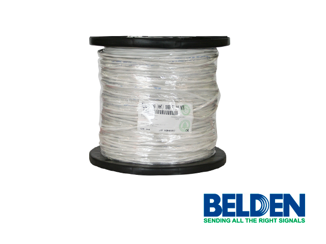 CABLE DE AUDIO COMERCIAL Y DE SEGURIDAD BELDEN 5200FE 009100 FORRO PVC BLANCO CMR RISER 2C/16AWG 2 CONDUCTORES CALIBRE 16 AWG MULTIFILAR BLINDADO 100% COBRE  USO INTERIOR ESPECIAL PARA APLICACIONES SISTEMAS DE SEGURIDAD, INTERCOMUNICADOR / AUDIO / ALTAVOZ ENTORNO RUIDOSO BOBINA 1000 PIES 305 METROS. <br><br>DE LINEA, Código SAT 32151904 - 5200FE