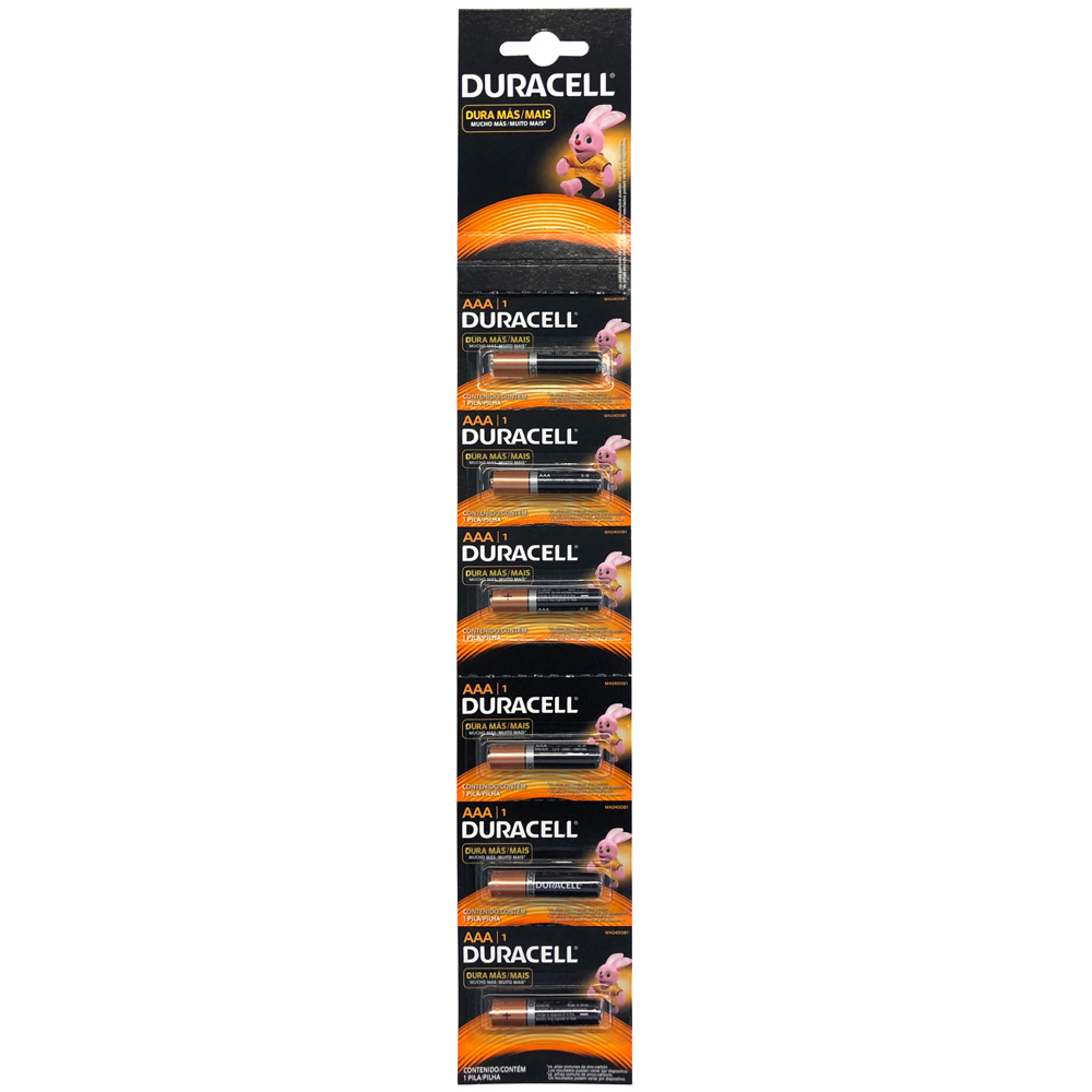 Pila alcalina Duracell AAA blíster con 6 Las pilas Duracell, con tecnología duralock power preserve, ofrecen larga duración y energía a todos tus dispositivos como; juguetes, controles, videojuegos, equipos de audio, audífonos y muchos otros. mantienen su carga durante 10 años.                    pzas                                    - DURACELL