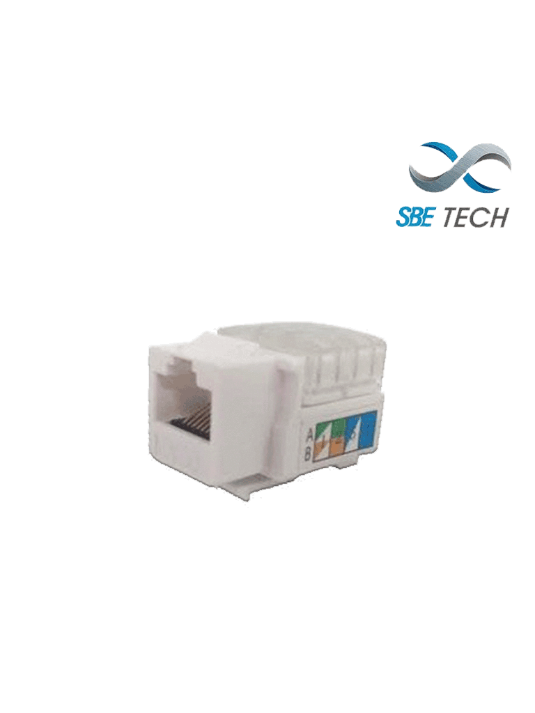 SBETECH JACKC6WT- Modulo jack keystone RJ45 / 8 Hilos / CAT 6/ Compatible con calibres AWG 22-26 / Color blanco - SBE TECH