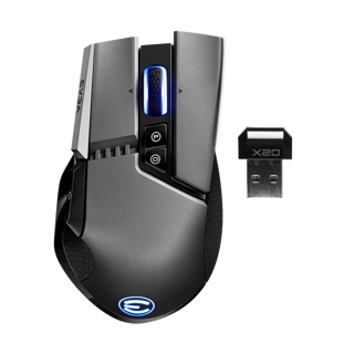 Mouse Gamer EVGA Optico X20 Inalambrico Bluetooth USBA 16000DPI Negro 903-T1-20GR-K3 - 903-T1-20GR-K3