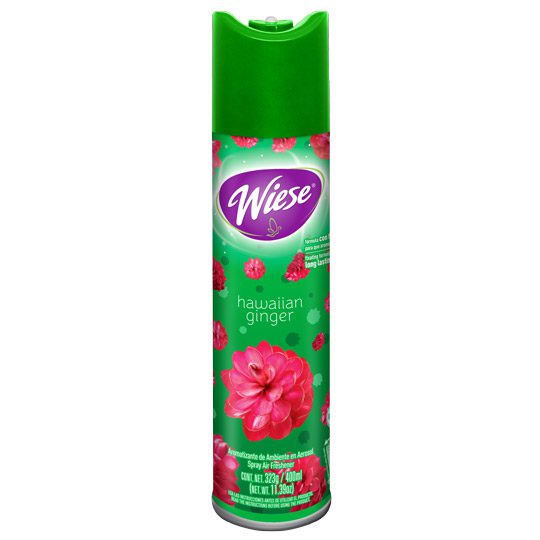 Aerosol Wiese aroma hawaian 400 ml       Aromatizante aroma hawaian ginger de 400 ml / 323 gr. ideal para la oficina, hogar u otro lugar, su práctica valvula permite precisos toques de aerosol para refrescar el ambiente. fórmula con fijador para que aromatice mas                                  .                                        - NAEHO01