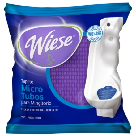 Tapete de mingitorio Wiese aroma lavanda Paquetes con 10 pzas, tapete antisalpicaduras para mingitorio. tecnologia de micro-tubos, que al estar en contacto con la orina permite una apertura de poros, los cuales liberan mas fragancia debido al calentamiento que se genera con el plástico.          .                                        - WIESE