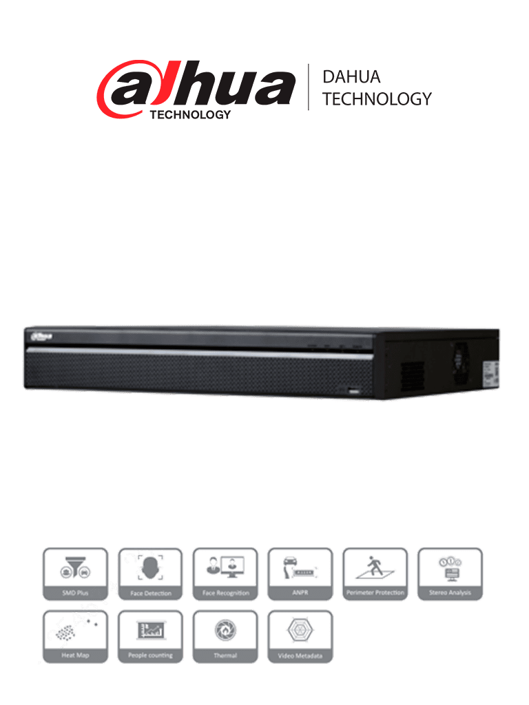 DHI-NVR5432-4KS2 DAHUA DHI-NVR5432-4KS2 -NVR 32 Canales IP 4K/ Resolución de hasta 24 MP/ H265+/ Rendimiento 320 Mbps/ 2 HDMI/ 4 Puertos SATA/ DEWARPING/ E&S Alarmas/Audio 