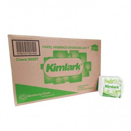 Higiénico blanco interdoblado Kimlark, c Higiénico, standard interdoblado blanco de 250 hjs Mod. 90507. se despacha hjs por hjs, ahorra el consumo de papel Higiénico, reduce desperdicios. dimensiones: largo/ancho 21.5 x 10 cm. Despachadores: 94238, 94239                                           aja c/30 paq. 250 hjs                    - 90507