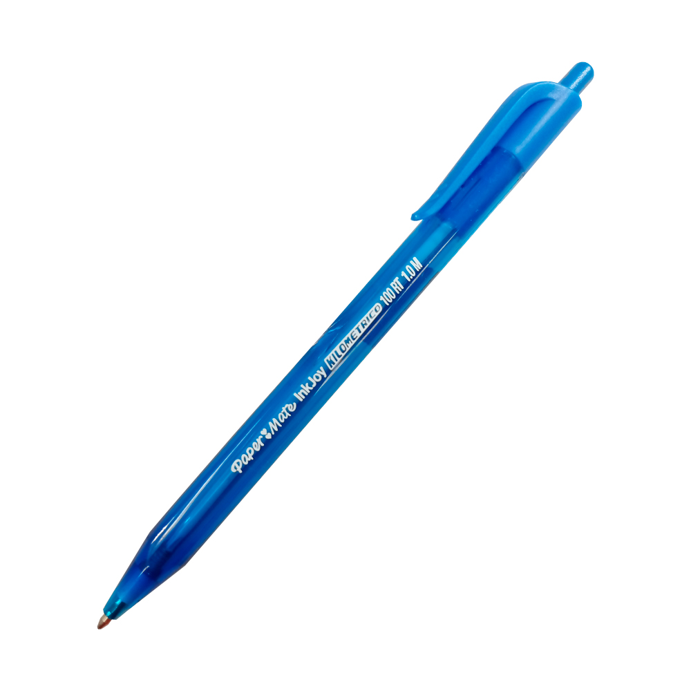 Boligrafo RT kilometrico azul punto medi Bolígrafo con sistema de tinta ink joy color azul, mecanismo retractil, barril triangular de plástico traslucido que indica el color de la tinta. Práctico clip en tapa, punto mediano (1.0 mm), se desplaza con gran suavidad                                  ano caja con 12 piezas                   - LA3567