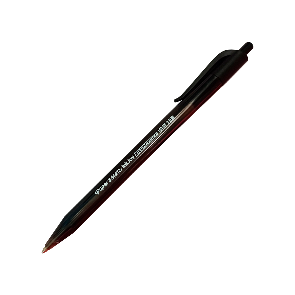 Boligrafo RT kilometrico negro punto med Bolígrafo con sistema de tinta ink joy color negro, mecanismo retractil, barril triangular de plástico traslucido que indica el color de la tinta. Práctico clip en tapa, punto mediano (1.0 mm), se desplaza con gran suavidad                                 iano caja con 12 piezas                  - PAPER MATE