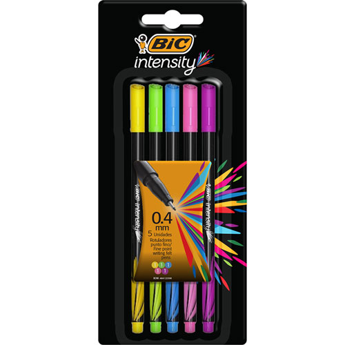 PLUMILES BIC INTENSITY 0.4MM CALIDOS ROTULADOR 0.4MM COLORES FASHION AMARILLO, VERDE, AZUL,ROSA Y VIOLETA - BIC