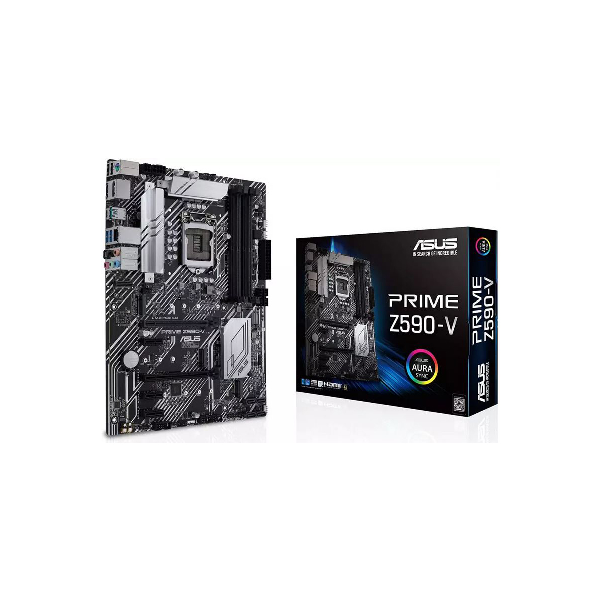 ASUS PRIME Z590-V - Placa base - ATX - Socket LGA1200 - Z590 Chipset - USB-C Gen2 USB 32 Gen 1 USB 32 Gen 2 - Gigabit LAN - Tarjeta gráfica CPU necesaria - HD Audio 8-canales - PRIMEZ590-V