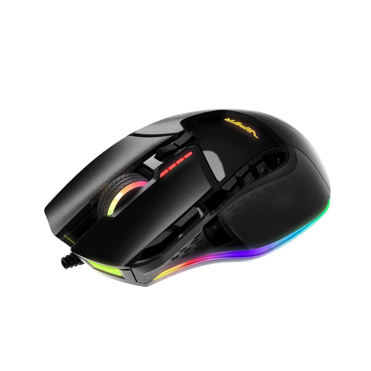 MOUSE GAMING VIPER V570 BLACKOUT EDITION 12000 DPI RGB CON SOFTWARE PERSONALIZABLE FPS MMO HIBRIDO 13 BOTONES - PV570LUXWAK