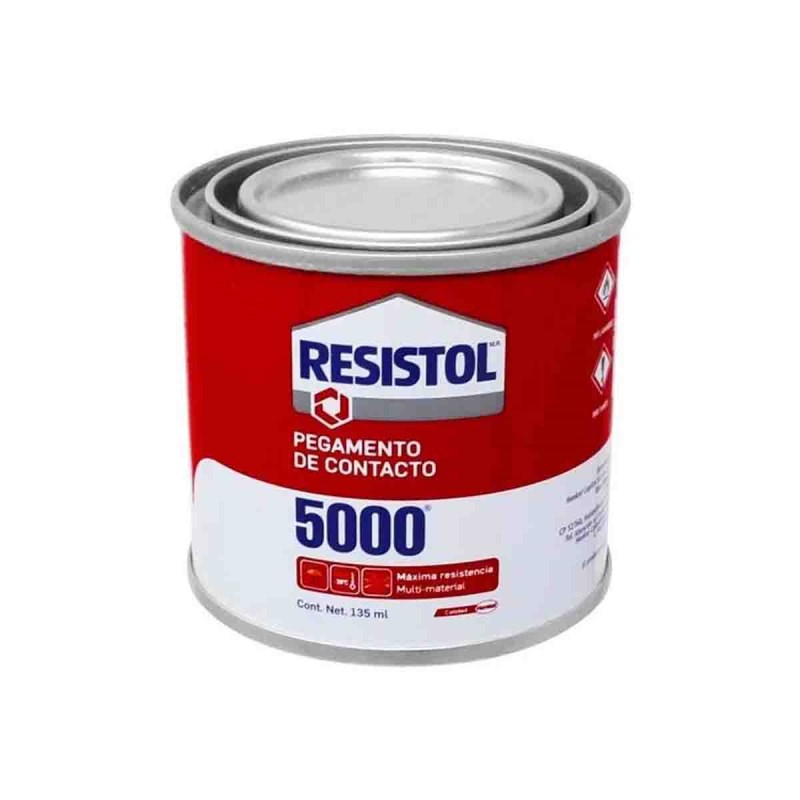 Pegamento de contacto Resistol 5000 amar Ideal para proyectos de armado, laminado y ensamble, pega elementos como fieltro, alfombra, madera, cuero, metal, entre otros materiales, libre de tolueno, gran fuerza de pegado, resistente a humedad y altas y bajas temperaturas, color amarillo.           illo lata de 1 litro                     - HENKEL