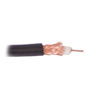 Cable RG59, conductor central de alambre de cobre calibre 20, blindado de malla trenzada de cobre 80%, aislante de polietileno sólido. <br>  <strong>Código SAT:</strong> 26121606 <img src='https://ftp3.syscom.mx/usuarios/fotos/logotipos/syscom.png' width='20%'>  - SYSCOM