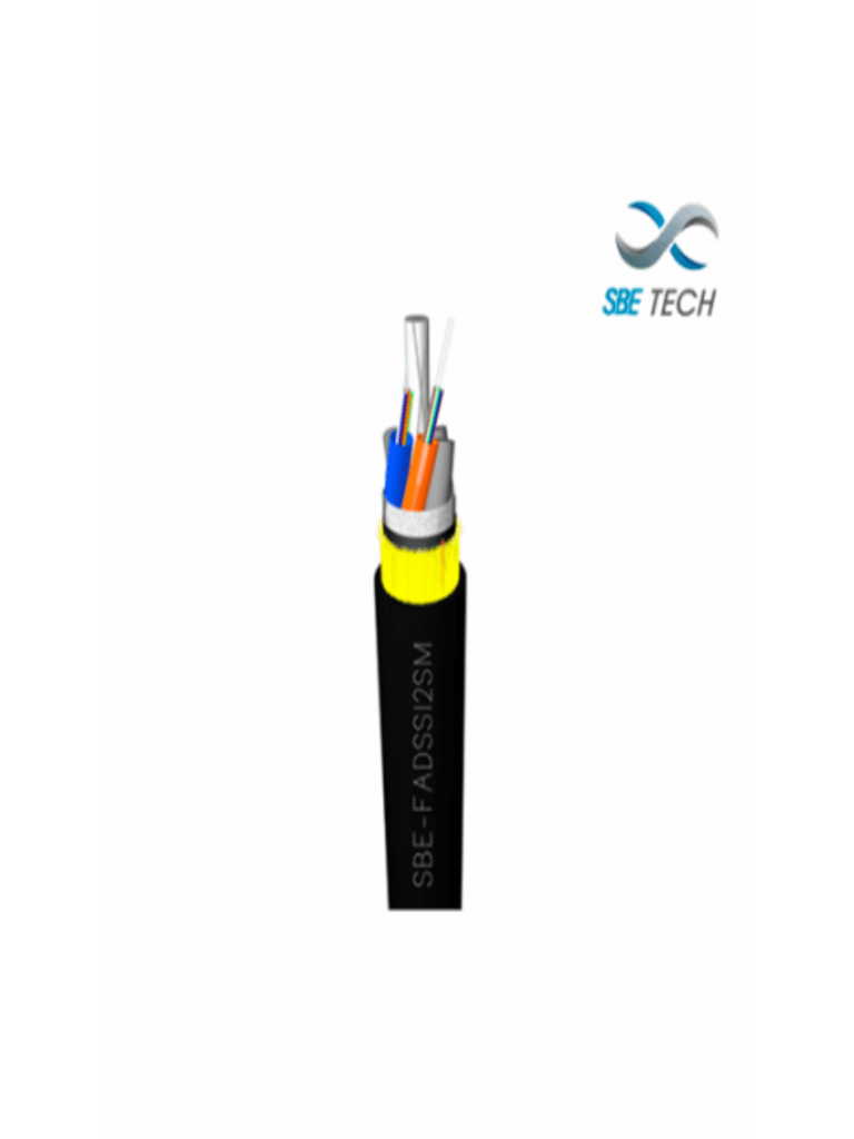 SBE TECH SBE-FOADSSNL12SM - 1 metro de fibra óptica ADSS Nueva Línea de 12 hilos /Monomodo  9/125 / Tipo G652D / recubrimiento sencillo / SPAN 80 metros / OS2 / Precio por metro / Venta en multiplos de 100 mts - SBE-FOADSSNL12SM