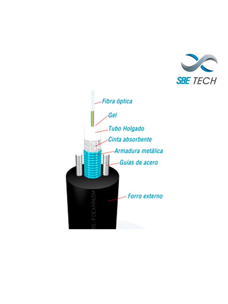 SBETECH FOEXAR6SM- Fibra óptica con armadura metálica de 6 hilos Monomodo OS2 /Exterior / Precio por Metro / Múltiplo de venta de 100 mts / Tiempo de entrega de 1 a 2  días SPV - SBE TECH