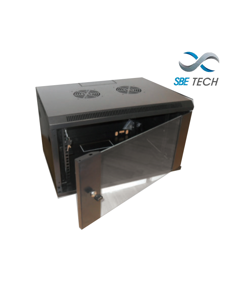 SBETECH GNLPAR6URP - Gabinete de pared 6UR/ 600mm de ancho/ 600 mm de profundidad Puerta delantera de cristal templado/ Cerradura y llaves - SBE TECH