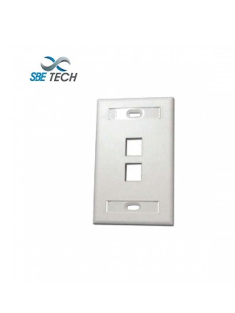 SBETECH SBE-2517-2P-WT - Placa de pared de 2 puerto color blanco para conectores Jack rj 45  keystone - SBE-2517-2P-WT