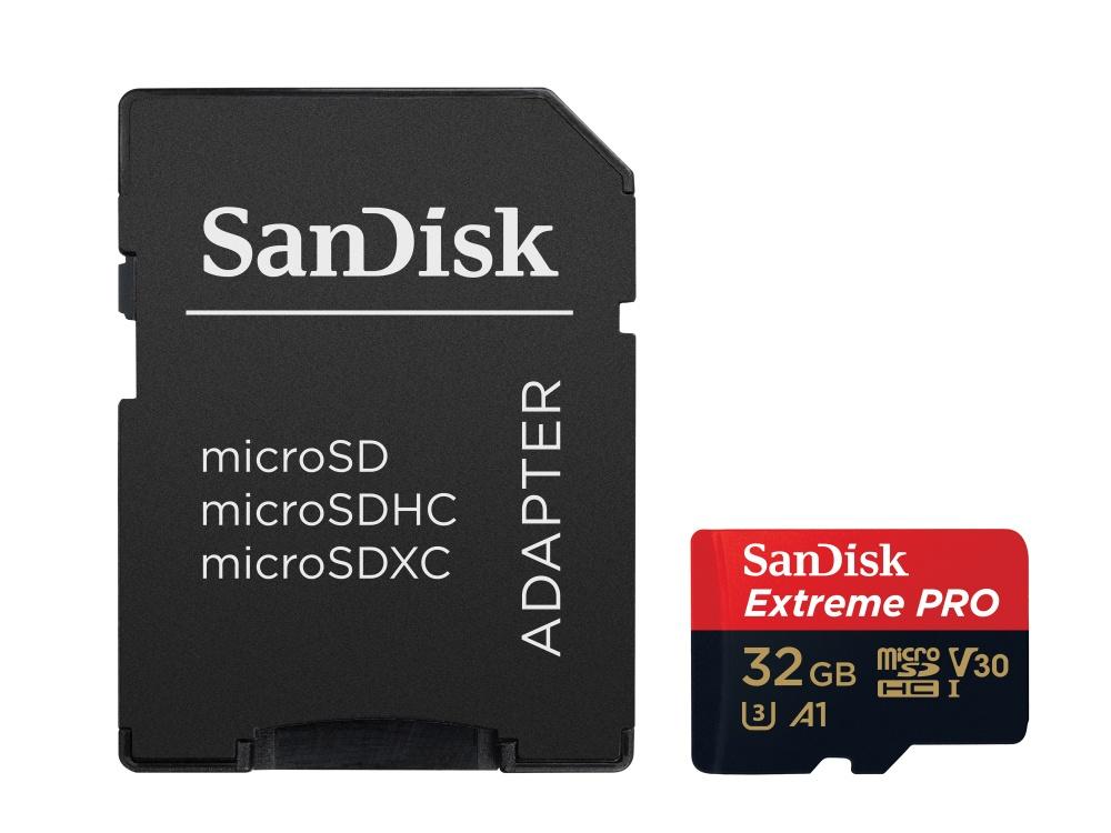 MEMORIA MICRO SD SANDISK EXTREME PRO 32GB  CL10 U3 V30 A1 CON ADAPTADOR SDSQXCG 032G GN6MA - SANDISK