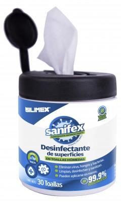 Silimex Sanifex® Toallas 30pzs. Toallitas Desinfectantes Formuladas para Desinfectar las Superficies LMP590 LMP590 EAN 7503002196816UPC  - SILIMEX