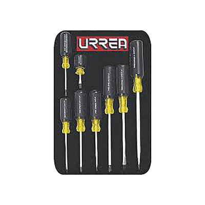 Juego de 8 destornilladores cushion grip combinado <br>  <strong>Código SAT:</strong> 27111728 <img src='https://ftp3.syscom.mx/usuarios/fotos/logotipos/urrea.png' width='20%'>  - URREA