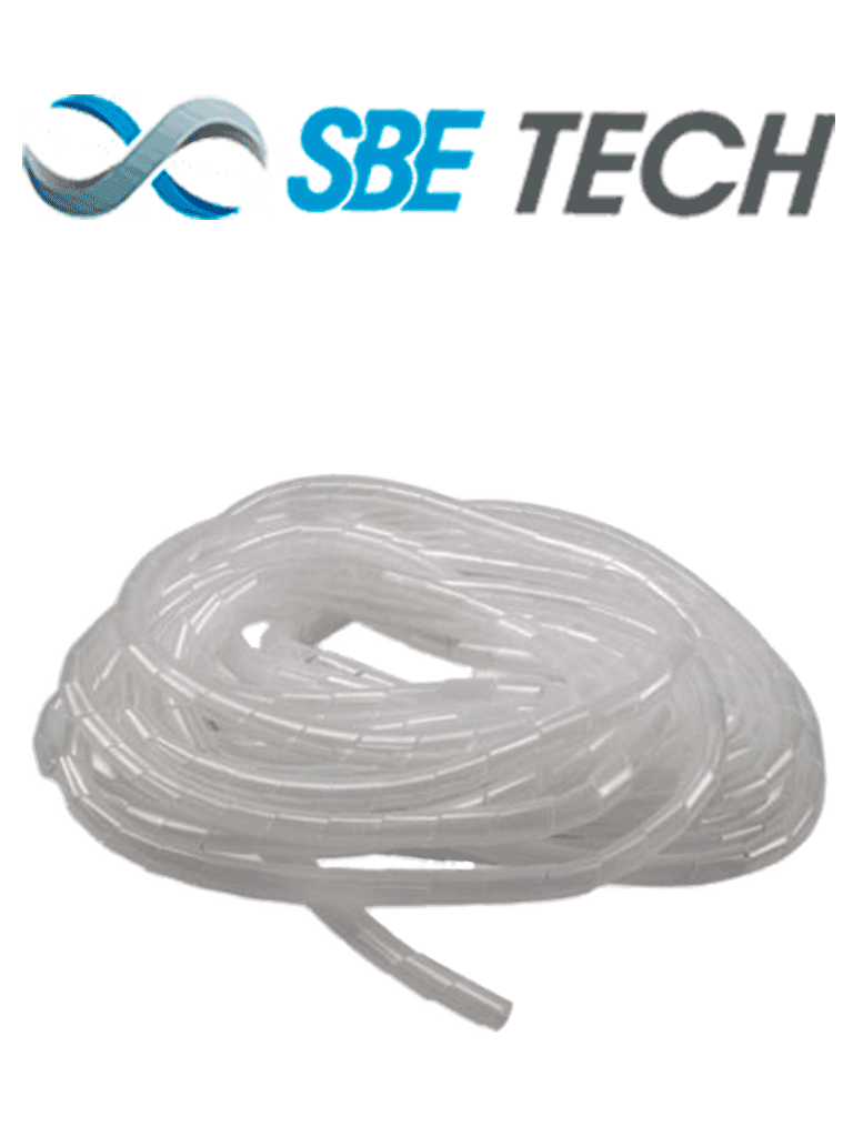 SBETECH SBEESP12 - Organizador de cable / Espiral blanco / 1/2" / 10 Metros / Rollo - SBE-ESP12