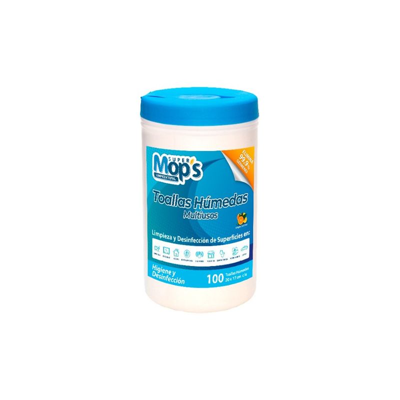 Toallitas Super mops desinfectantes c/10 Desinfectantes marca Super mops, para la limpieza y desinfecion de todo tipo de superficies desinfectantes con agentes de amonio cuaternario, compuestos antimicrobianos agentes activo cationicos para actividad de desinfectacion                             0                                        - SMS635