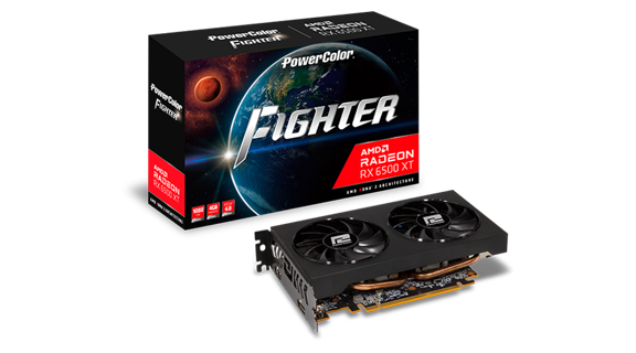 GPU POWER COLOR RADEON FIGHTER RX 6500XT 4GB GDDR6 OC AXRX 6500 XT 4GBD6-DH/OC - POWERCOLOR