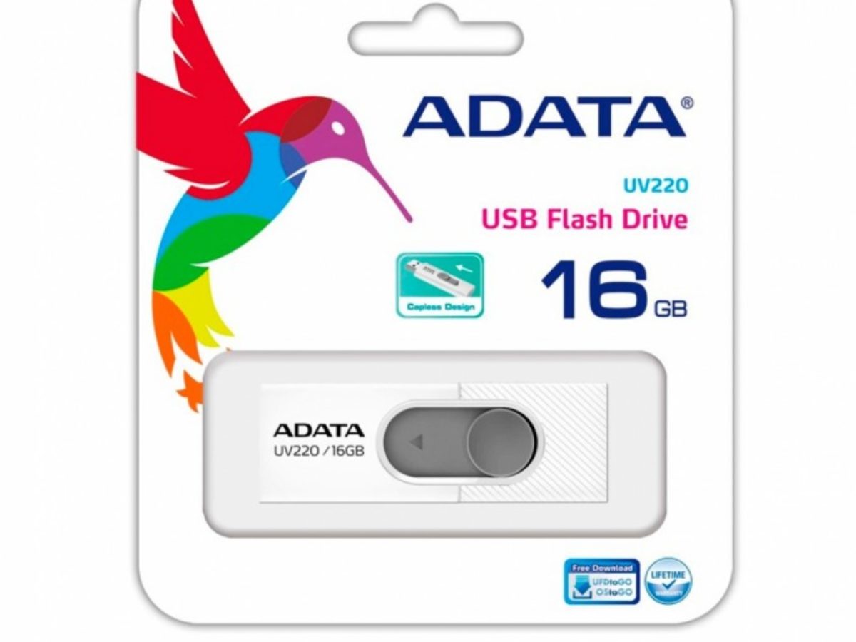 MEMORIA USB ADATA AUV220-16GB-RWHGY 16GB 2.0 BLANCO-GRIS - UV220WH-16G